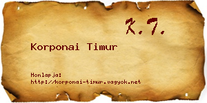 Korponai Timur névjegykártya